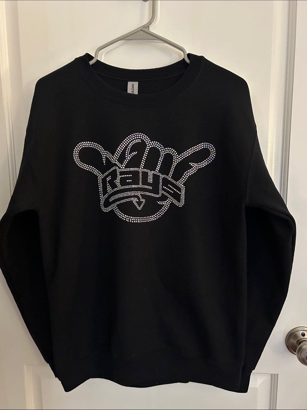 Gildan Stingrays Cheer Bling Black Sweatsuit 2 pc with Rhinestones
